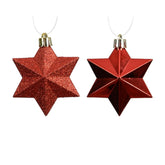 Decoris Shatterproof Star Baubles 9 x 9 x 12.3cm - Christmas Red